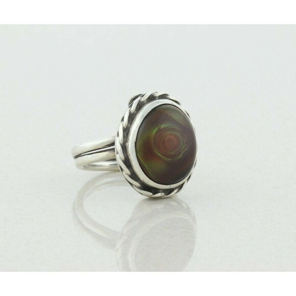 Sterling Silver Iridescent Brown Stone Ring Size 6 3/4 - Picture 4 of 6